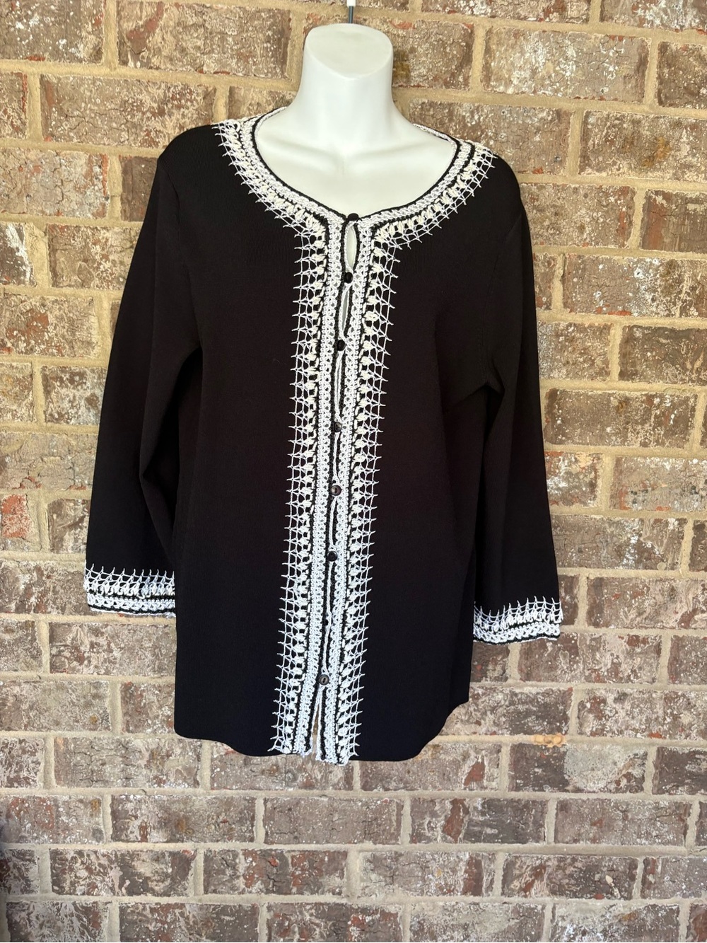 Cable & Gauge Cardigan Sweater New With Tags Size XL crocheted trim fairy